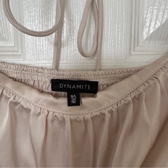 Dynamite Champagne Satin Blouse | US L - Picture 8 of 8